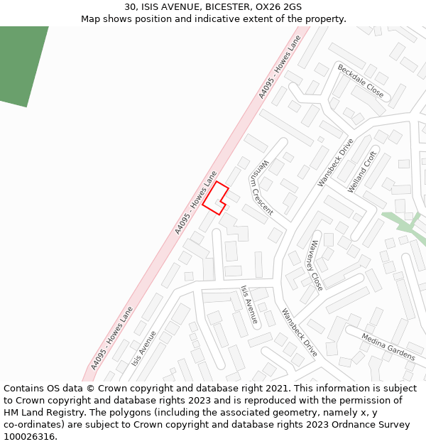 30, ISIS AVENUE, BICESTER, OX26 2GS: Location map and indicative extent of plot