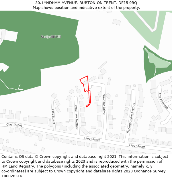 30, LYNDHAM AVENUE, BURTON-ON-TRENT, DE15 9BQ: Location map and indicative extent of plot