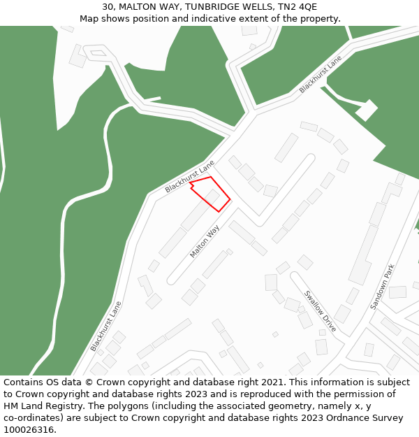 30, MALTON WAY, TUNBRIDGE WELLS, TN2 4QE: Location map and indicative extent of plot