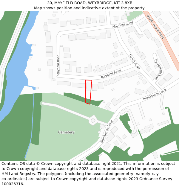 30, MAYFIELD ROAD, WEYBRIDGE, KT13 8XB: Location map and indicative extent of plot