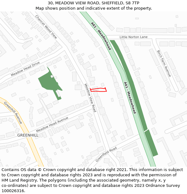 30, MEADOW VIEW ROAD, SHEFFIELD, S8 7TP: Location map and indicative extent of plot