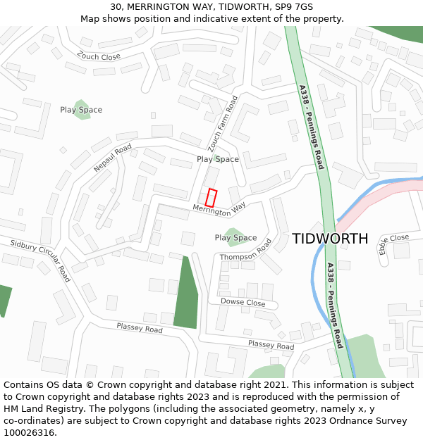 30, MERRINGTON WAY, TIDWORTH, SP9 7GS: Location map and indicative extent of plot