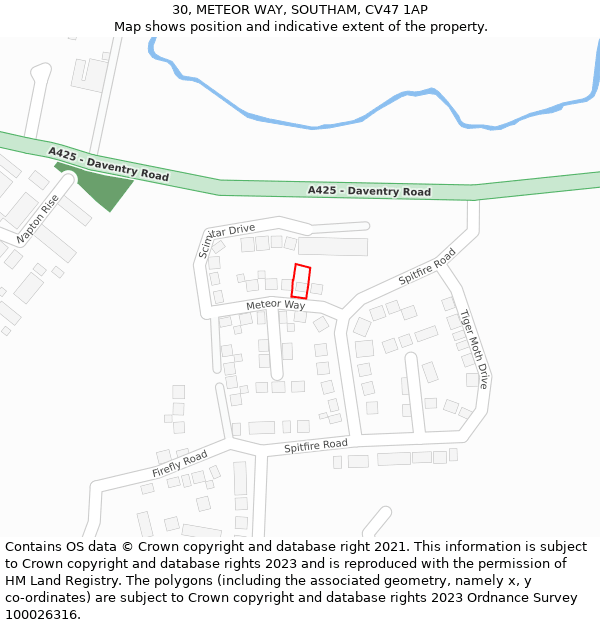 30, METEOR WAY, SOUTHAM, CV47 1AP: Location map and indicative extent of plot