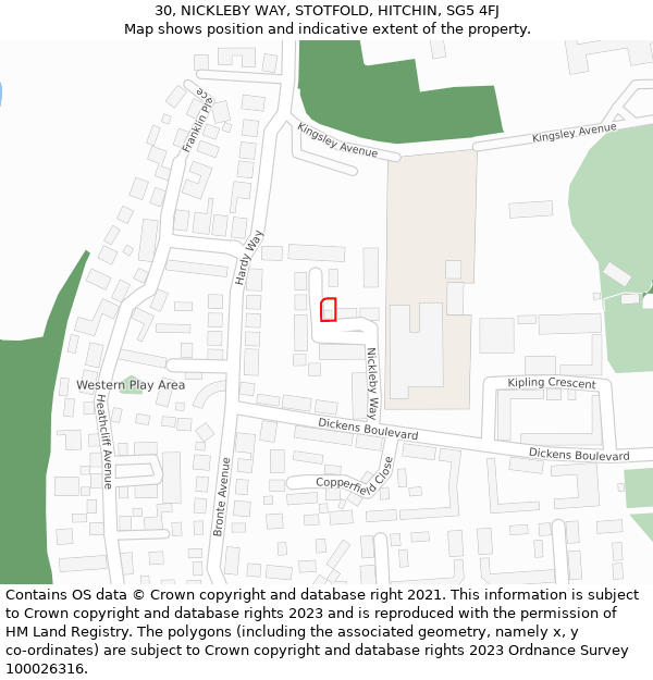 30, NICKLEBY WAY, STOTFOLD, HITCHIN, SG5 4FJ: Location map and indicative extent of plot