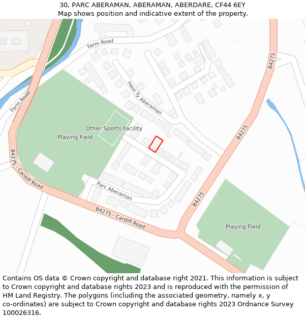 30, PARC ABERAMAN, ABERAMAN, ABERDARE, CF44 6EY: Location map and indicative extent of plot