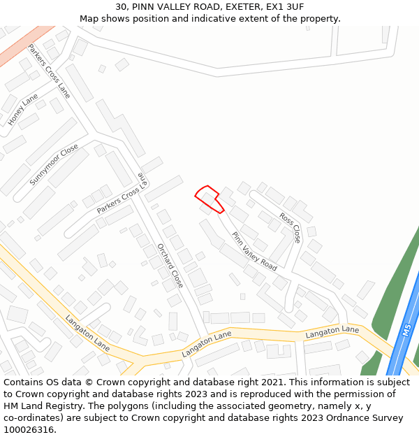 30, PINN VALLEY ROAD, EXETER, EX1 3UF: Location map and indicative extent of plot