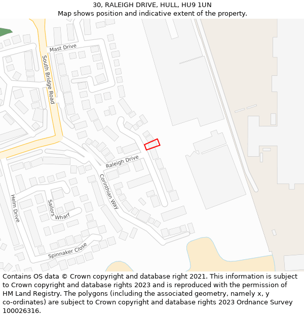 30, RALEIGH DRIVE, HULL, HU9 1UN: Location map and indicative extent of plot