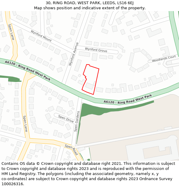 30, RING ROAD, WEST PARK, LEEDS, LS16 6EJ: Location map and indicative extent of plot