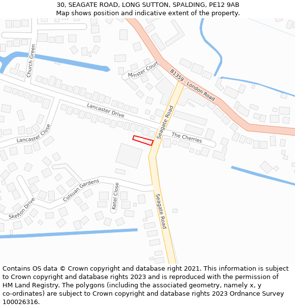 30, SEAGATE ROAD, LONG SUTTON, SPALDING, PE12 9AB: Location map and indicative extent of plot