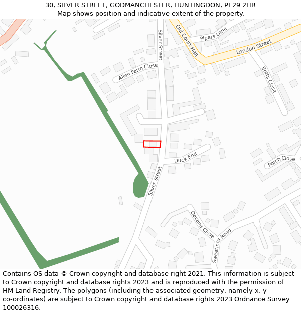 30, SILVER STREET, GODMANCHESTER, HUNTINGDON, PE29 2HR: Location map and indicative extent of plot