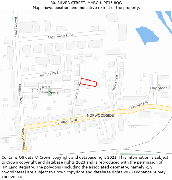 30, SILVER STREET, MARCH, PE15 8QG: Location map and indicative extent of plot