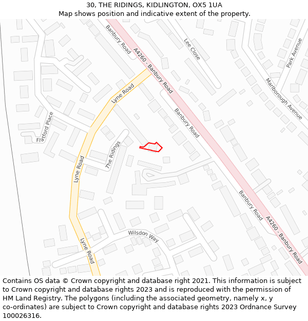 30, THE RIDINGS, KIDLINGTON, OX5 1UA: Location map and indicative extent of plot