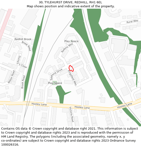 30, TYLEHURST DRIVE, REDHILL, RH1 6EL: Location map and indicative extent of plot