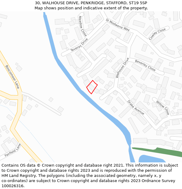 30, WALHOUSE DRIVE, PENKRIDGE, STAFFORD, ST19 5SP: Location map and indicative extent of plot