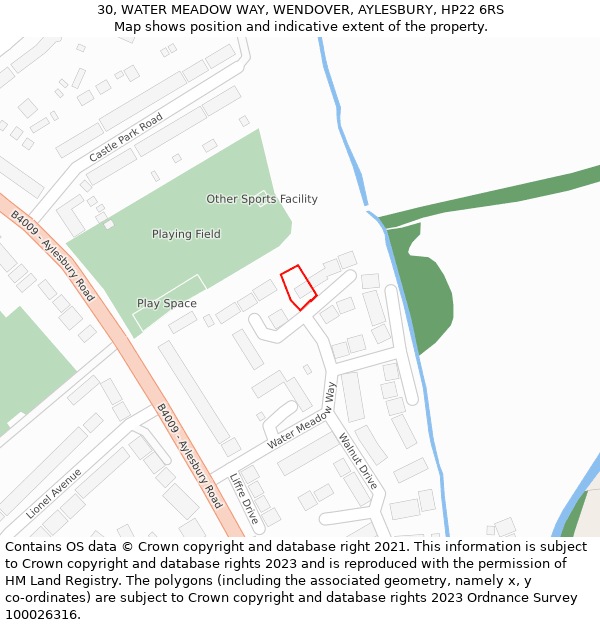 30, WATER MEADOW WAY, WENDOVER, AYLESBURY, HP22 6RS: Location map and indicative extent of plot