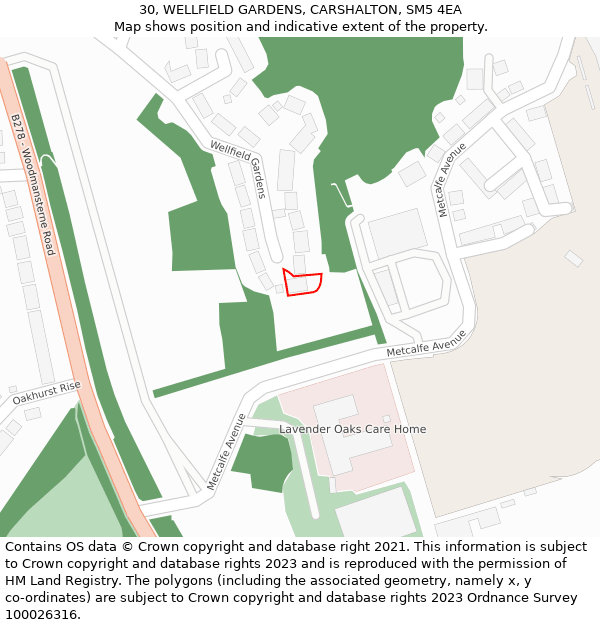 30, WELLFIELD GARDENS, CARSHALTON, SM5 4EA: Location map and indicative extent of plot