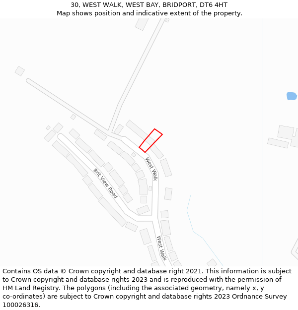 30, WEST WALK, WEST BAY, BRIDPORT, DT6 4HT: Location map and indicative extent of plot