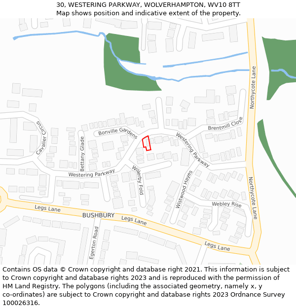 30, WESTERING PARKWAY, WOLVERHAMPTON, WV10 8TT: Location map and indicative extent of plot