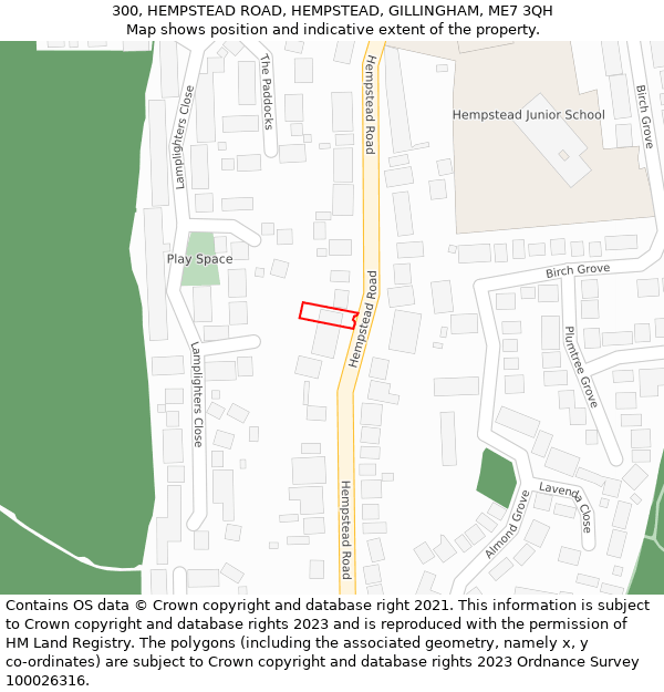 300, HEMPSTEAD ROAD, HEMPSTEAD, GILLINGHAM, ME7 3QH: Location map and indicative extent of plot