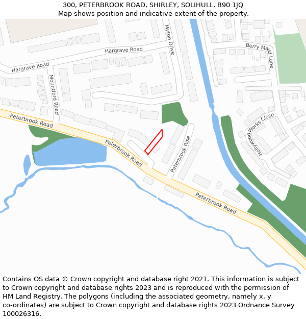 300, PETERBROOK ROAD, SHIRLEY, SOLIHULL, B90 1JQ: Location map and indicative extent of plot