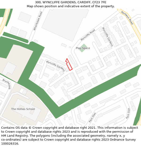 300, WYNCLIFFE GARDENS, CARDIFF, CF23 7FE: Location map and indicative extent of plot