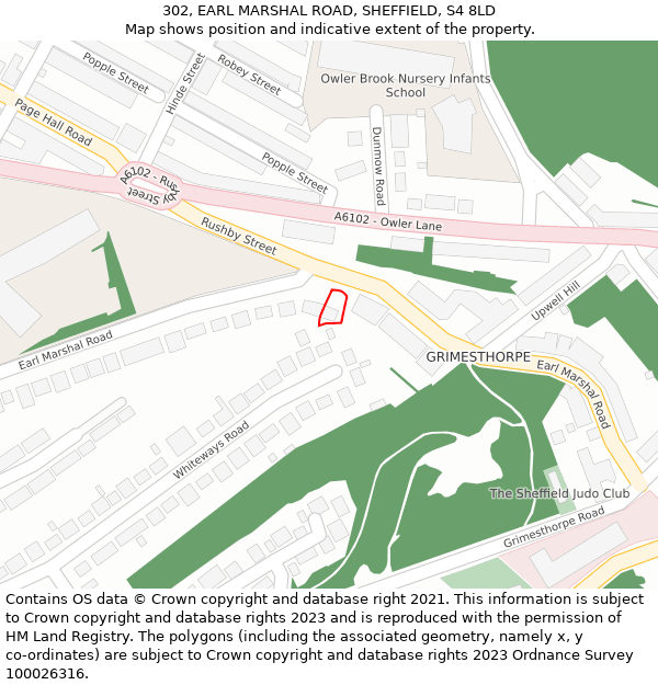 302, EARL MARSHAL ROAD, SHEFFIELD, S4 8LD: Location map and indicative extent of plot