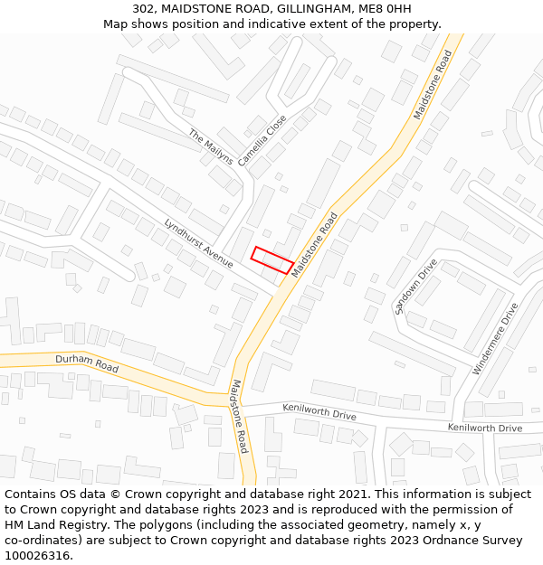 302, MAIDSTONE ROAD, GILLINGHAM, ME8 0HH: Location map and indicative extent of plot