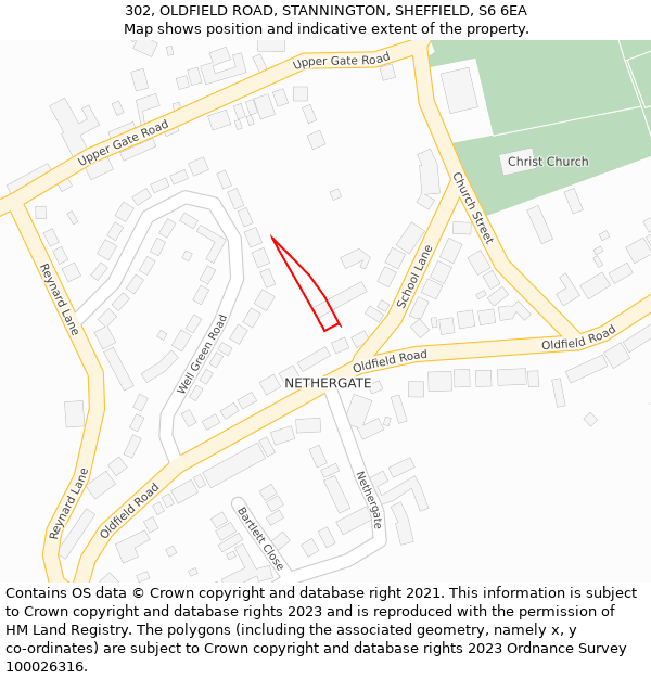 302, OLDFIELD ROAD, STANNINGTON, SHEFFIELD, S6 6EA: Location map and indicative extent of plot
