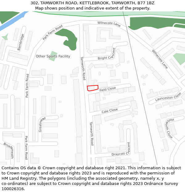 302, TAMWORTH ROAD, KETTLEBROOK, TAMWORTH, B77 1BZ: Location map and indicative extent of plot