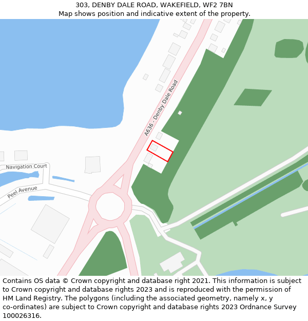 303, DENBY DALE ROAD, WAKEFIELD, WF2 7BN: Location map and indicative extent of plot