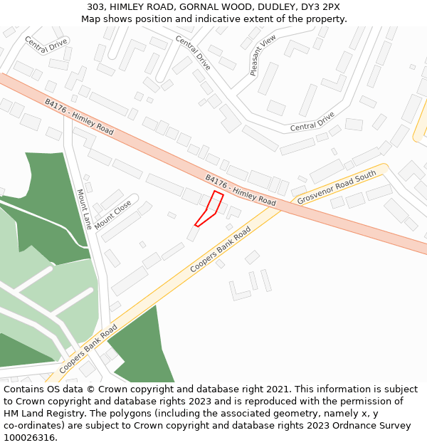 303, HIMLEY ROAD, GORNAL WOOD, DUDLEY, DY3 2PX: Location map and indicative extent of plot