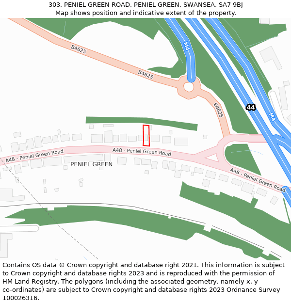 303, PENIEL GREEN ROAD, PENIEL GREEN, SWANSEA, SA7 9BJ: Location map and indicative extent of plot