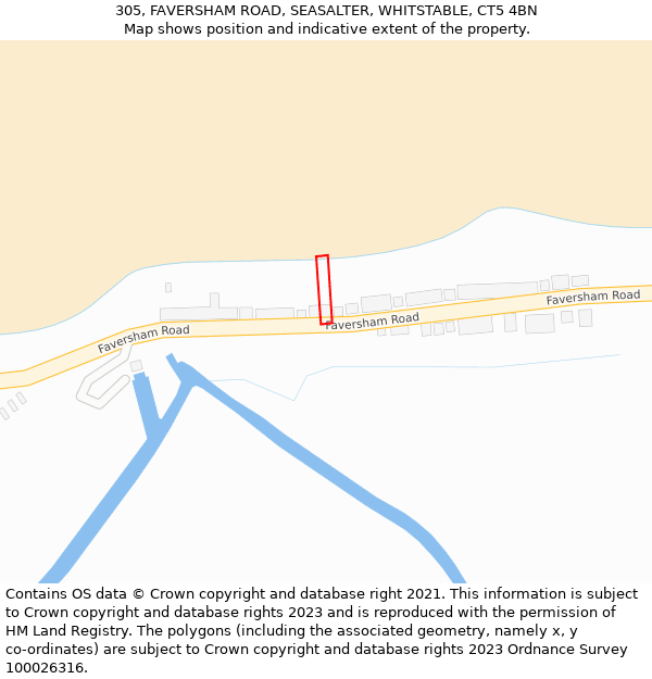 305, FAVERSHAM ROAD, SEASALTER, WHITSTABLE, CT5 4BN: Location map and indicative extent of plot