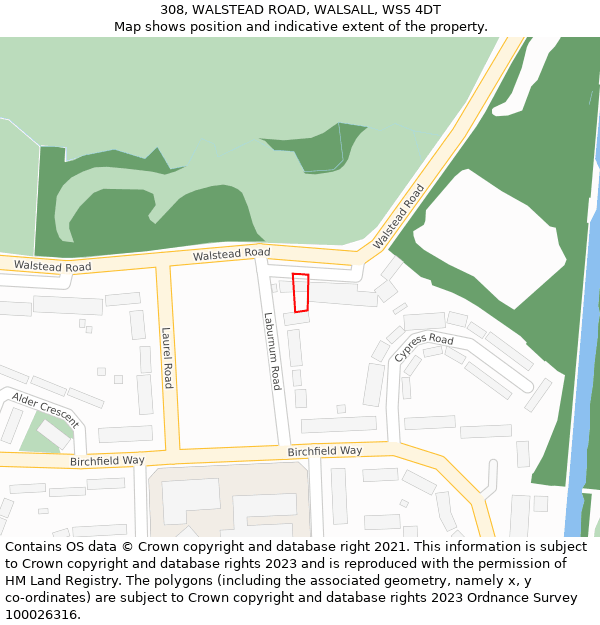 308, WALSTEAD ROAD, WALSALL, WS5 4DT: Location map and indicative extent of plot