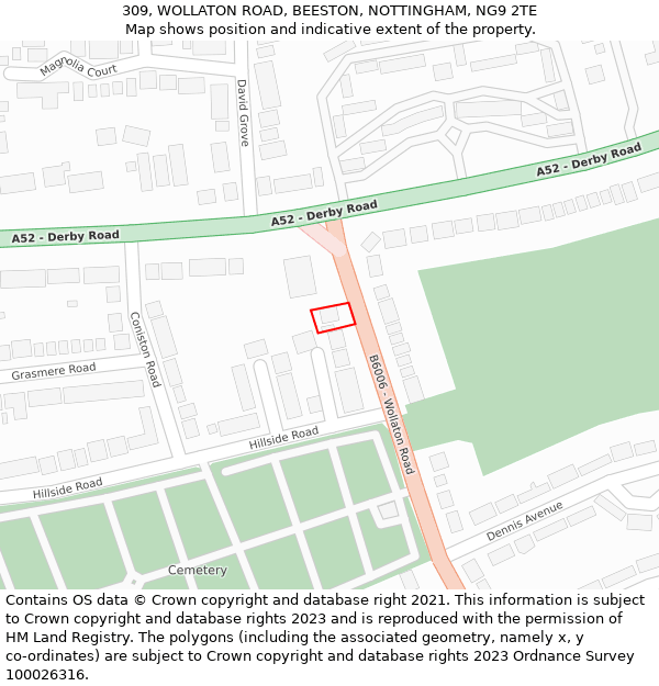 309, WOLLATON ROAD, BEESTON, NOTTINGHAM, NG9 2TE: Location map and indicative extent of plot