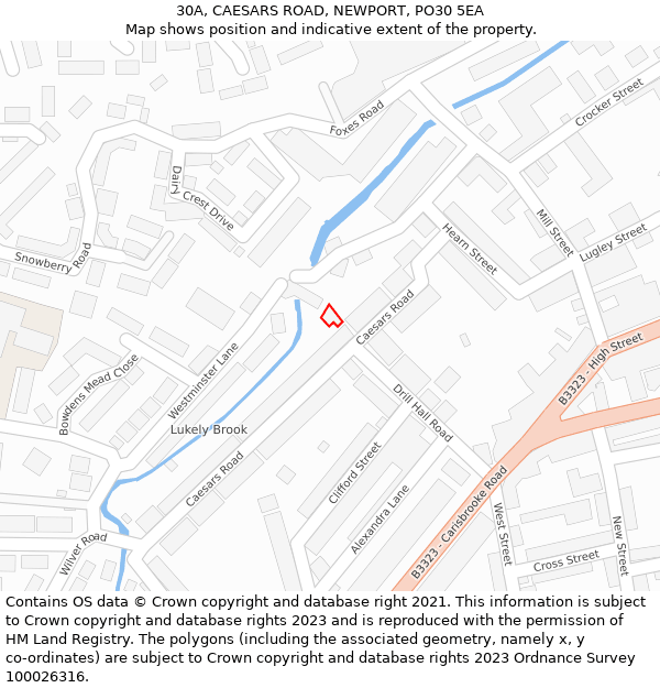 30A, CAESARS ROAD, NEWPORT, PO30 5EA: Location map and indicative extent of plot