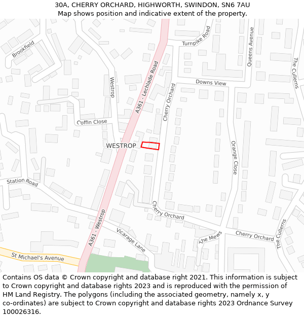 30A, CHERRY ORCHARD, HIGHWORTH, SWINDON, SN6 7AU: Location map and indicative extent of plot