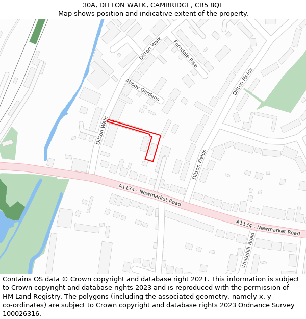 30A, DITTON WALK, CAMBRIDGE, CB5 8QE: Location map and indicative extent of plot