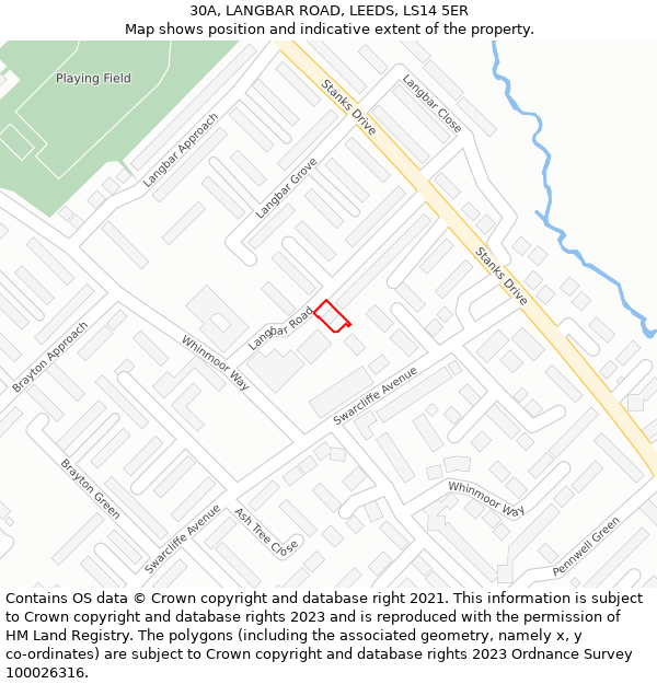 30A, LANGBAR ROAD, LEEDS, LS14 5ER: Location map and indicative extent of plot