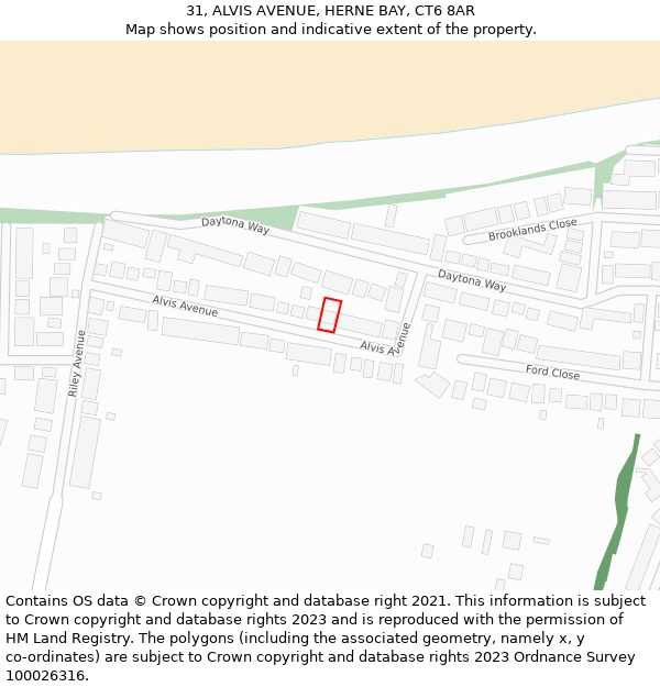 31, ALVIS AVENUE, HERNE BAY, CT6 8AR: Location map and indicative extent of plot