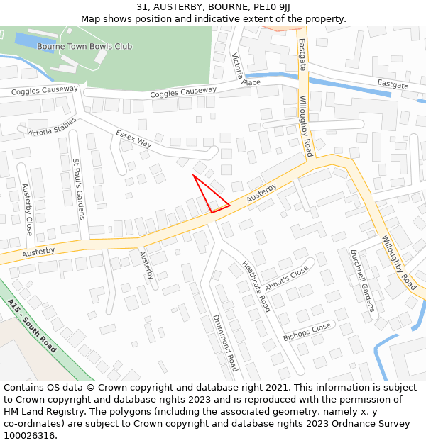 31, AUSTERBY, BOURNE, PE10 9JJ: Location map and indicative extent of plot