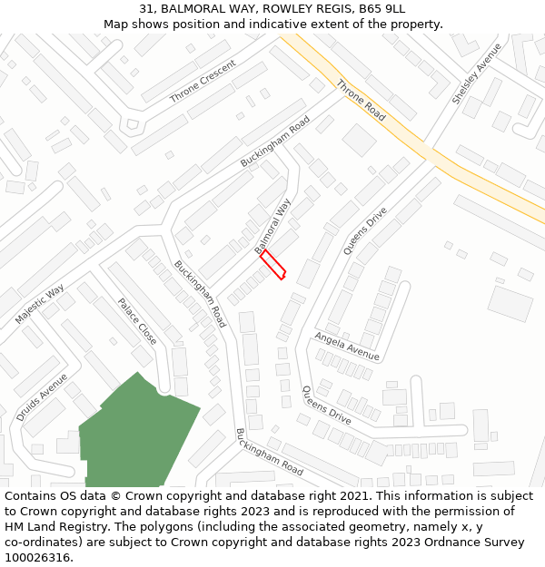 31, BALMORAL WAY, ROWLEY REGIS, B65 9LL: Location map and indicative extent of plot