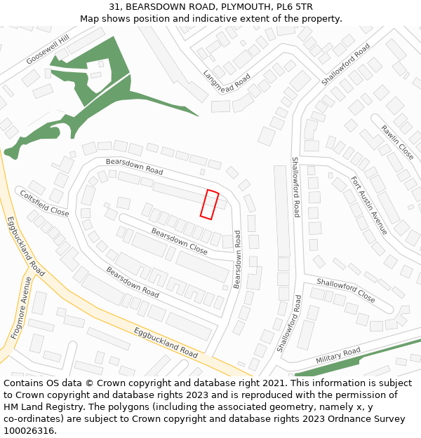 31, BEARSDOWN ROAD, PLYMOUTH, PL6 5TR: Location map and indicative extent of plot