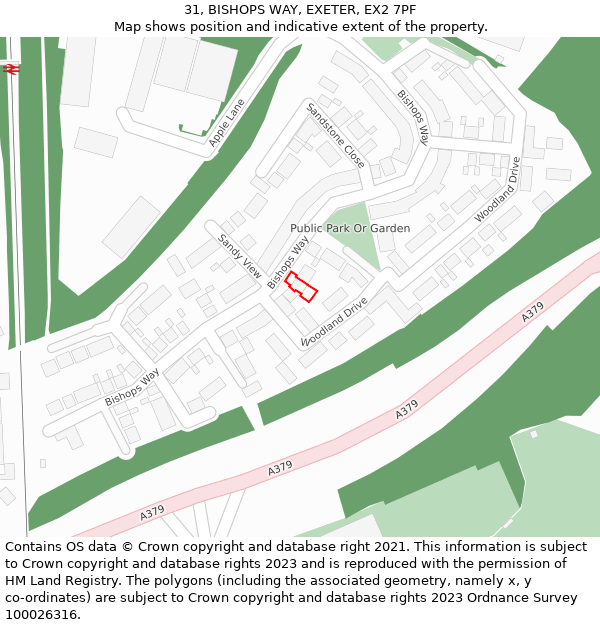 31, BISHOPS WAY, EXETER, EX2 7PF: Location map and indicative extent of plot