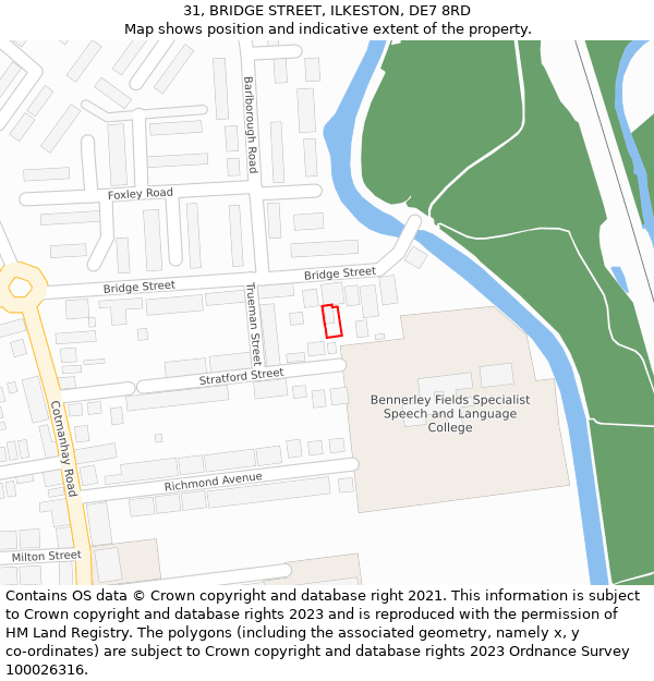 31, BRIDGE STREET, ILKESTON, DE7 8RD: Location map and indicative extent of plot