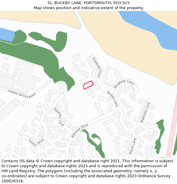 31, BUCKBY LANE, PORTSMOUTH, PO3 5UY: Location map and indicative extent of plot