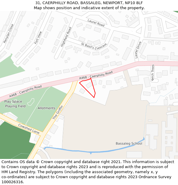 31, CAERPHILLY ROAD, BASSALEG, NEWPORT, NP10 8LF: Location map and indicative extent of plot