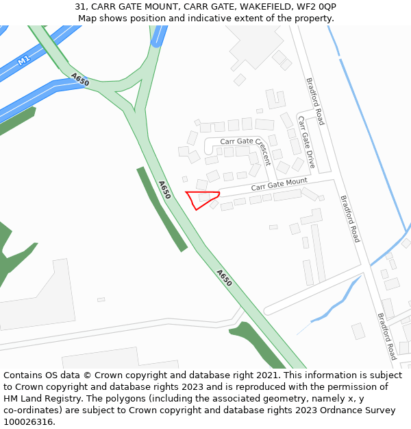 31, CARR GATE MOUNT, CARR GATE, WAKEFIELD, WF2 0QP: Location map and indicative extent of plot