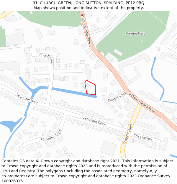 31, CHURCH GREEN, LONG SUTTON, SPALDING, PE12 9BQ: Location map and indicative extent of plot