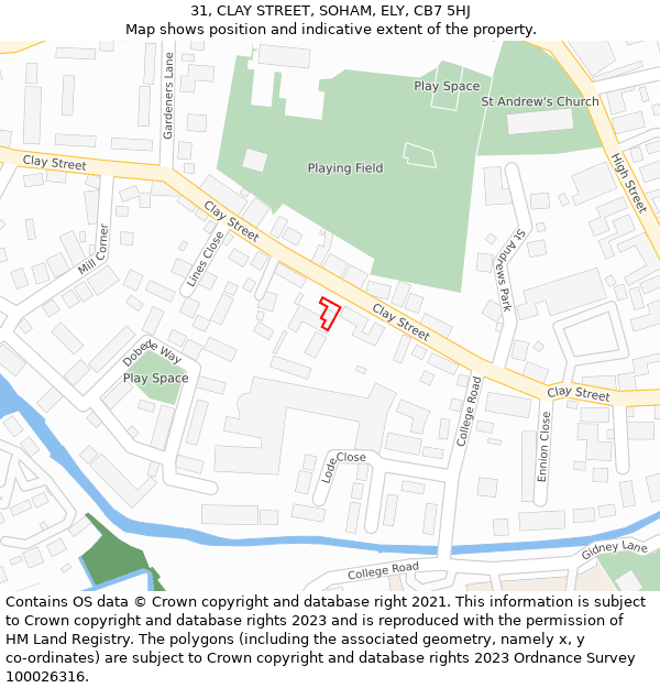 31, CLAY STREET, SOHAM, ELY, CB7 5HJ: Location map and indicative extent of plot